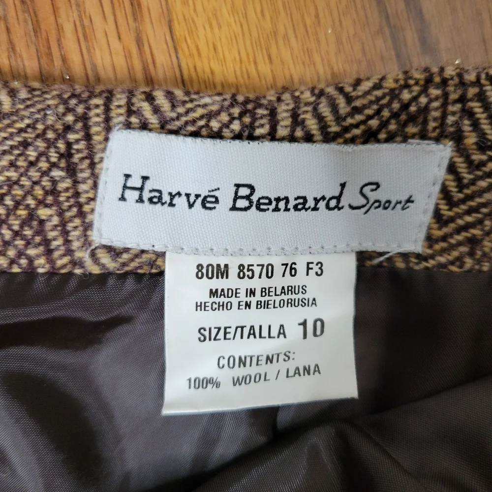 Vintage Harv'e Benard Sport Brown Wool Tweed Skirt With Fringe Size 10 - Picture 12 of 14